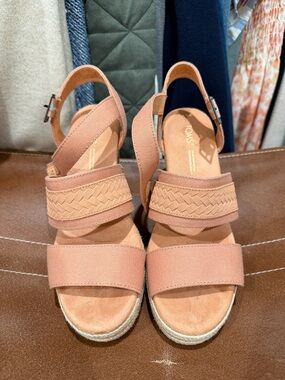 TOMS Women's Blush Pink Espadrille Wedge Sandals